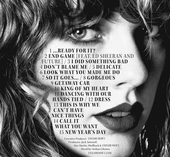 Taylor Swift Divulga Lista De Faixas De Reputation